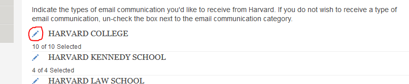 Click the Pencil Icon to View Email Types